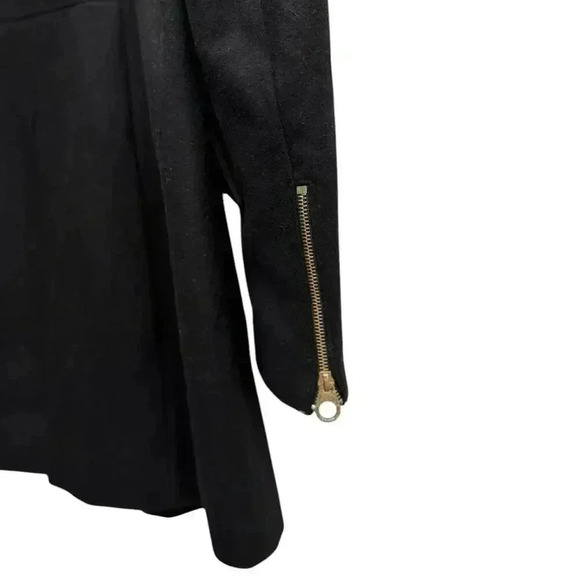 Laundry By Design Wool Front Zip Fit-and-Flare Black Peacoat Gold Hardware Sz S - Picture 5 of 14